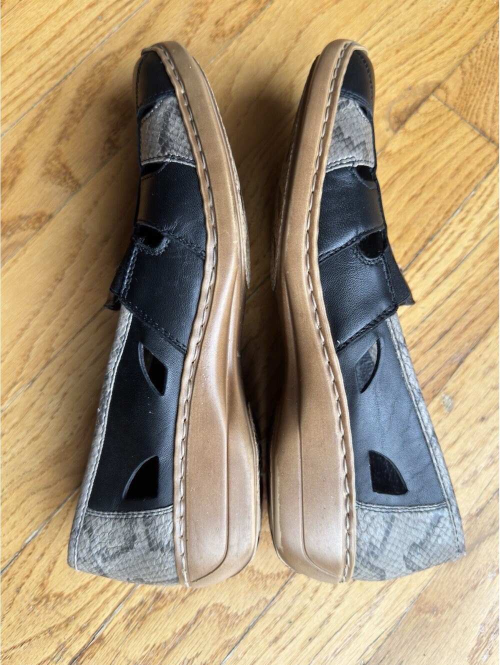 Rieker Black & Gray Two-Tone Casual Slip On Loafers Women's EU 40 | US 9